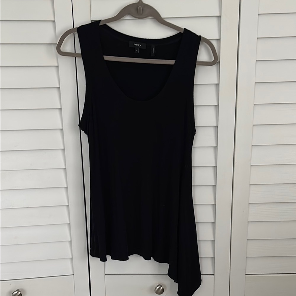 Theory Black Asymmetrical Sleeveless Top